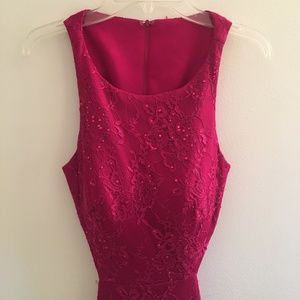 Magenta Prom Dress with Lace and Sequins